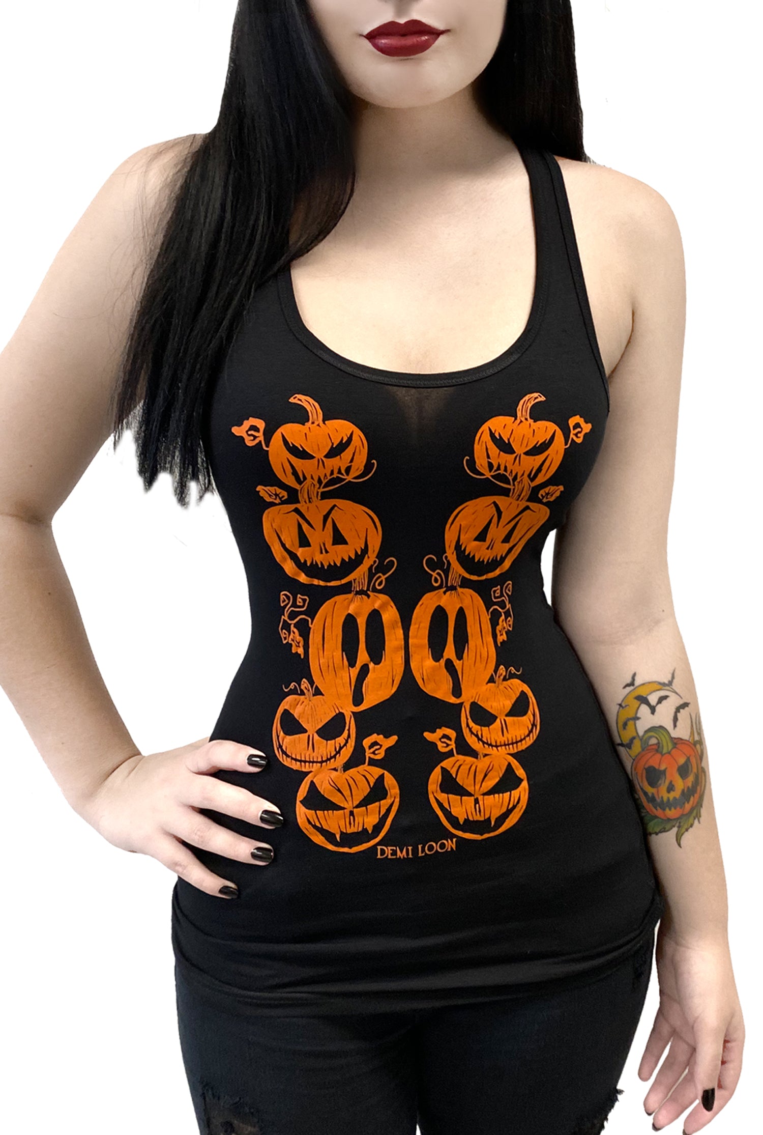 Haunted Pumpkin Halloween Graphic Tank Top