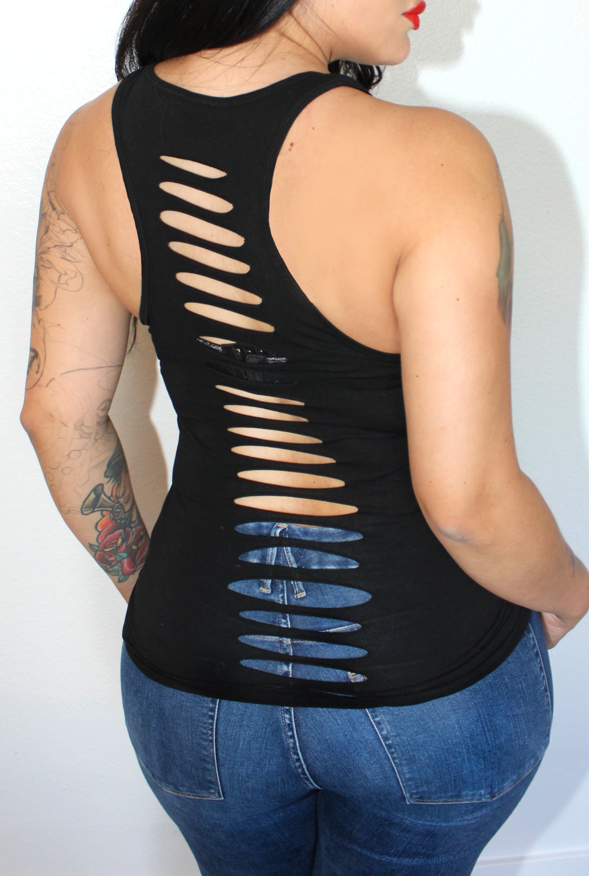 トップス SUBLATIONS TANKTOP CIRCLE CUTTING LAYERED TANKTOP .13【BLACK -TEXT-】 – SUBLATIONS