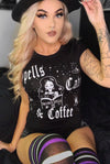 Spells Cats & Coffee Ladies SS Tee- Black